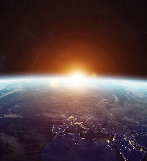 View of the planet Earth from space during a sunrise 3D rendering elements of this image furnished by NASA